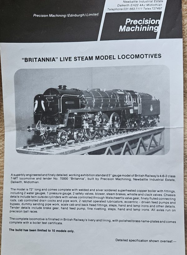 5" Inch Gauge Britannia 4-6-2 Ex Works New - Image 3
